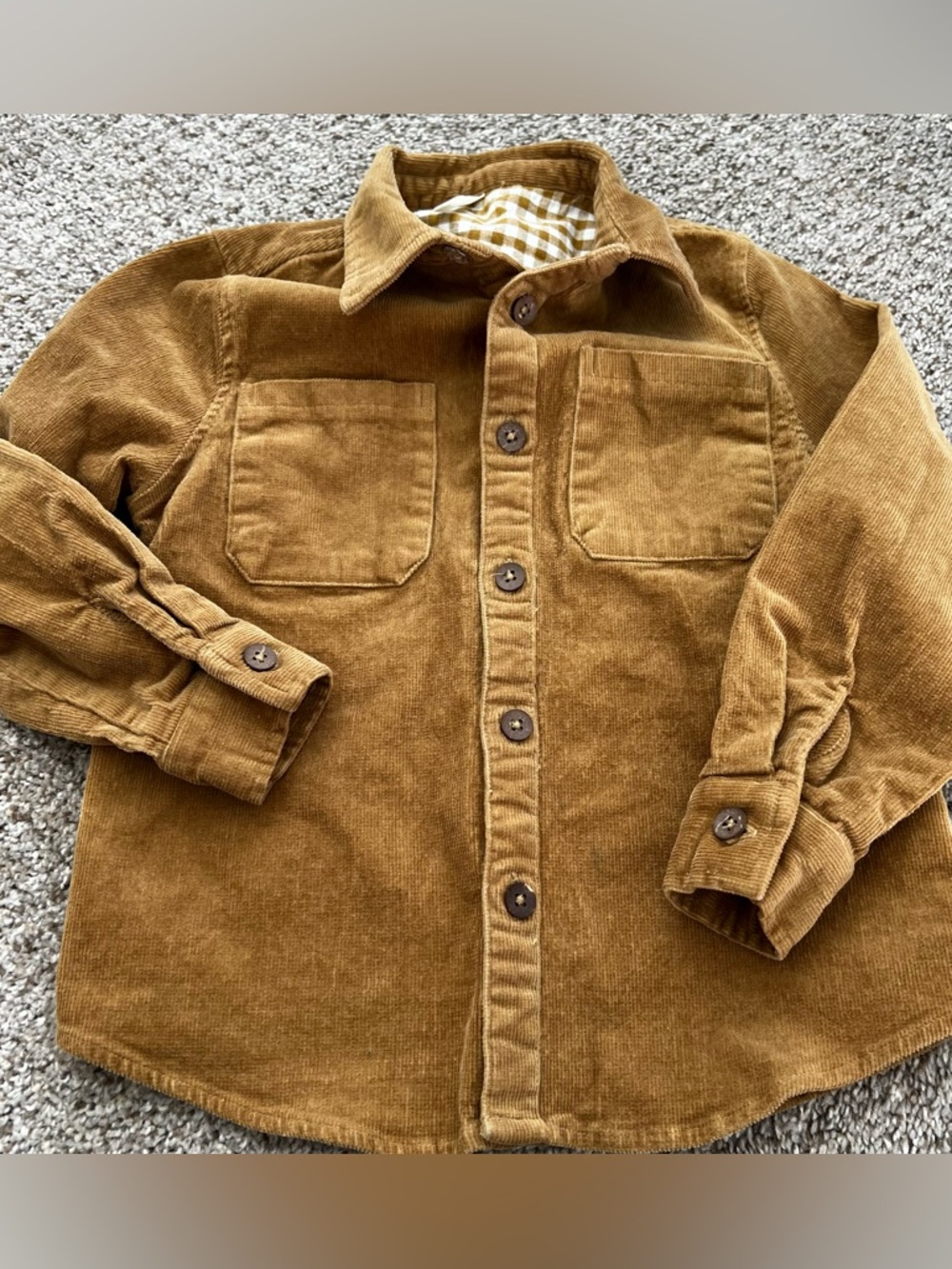 Rylee + Cru Corduroy Button-Down Shirt Jacket in Mustard Brown Size 6/7